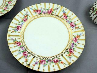 6 Carl Thieme Dresden Gold Gilded Hand Painted Plates,  Cups and Saucers 5