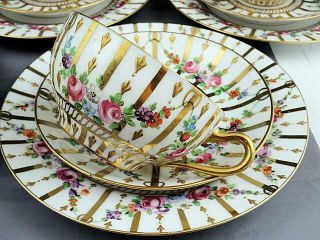 6 Carl Thieme Dresden Gold Gilded Hand Painted Plates,  Cups and Saucers 9