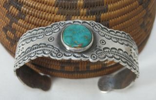 Xlnt Vintage 1930 Navajo Native American Indian Silver & Turquoise Bracelet