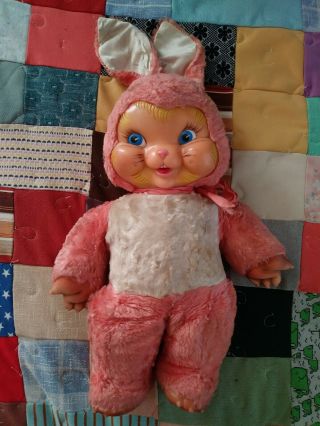 Vintage Gund Swedlin Rabbit Bunny Plush Stuffed Animal Rubber Face Rushton