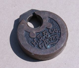 Antique H.  S.  & Co.  - 6 Lever Pancake Lock Padlock No Key Brass Bronze Vintage