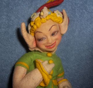 Antique Vintage Felt Cloth Character Doll Early 8 " Lenci Mythological Pan Faun