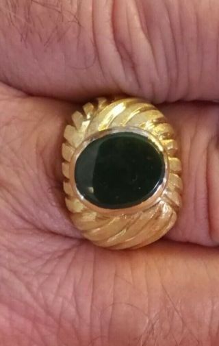 VINTAGE Men ' s Ring solid 18K Gold Blood Stone size 10 - - 13.  75 grams ( (148)) 3
