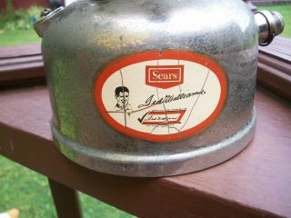 VINTAGE TED WILLIAMS SEARS STAINLESS STEEL RED GAS LANTERN 7114 11/65 2