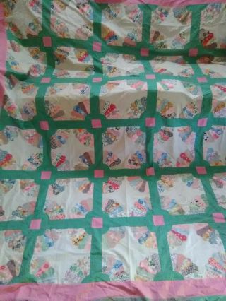 Vintage/antique Quilt Top 104x96 Feed Sac