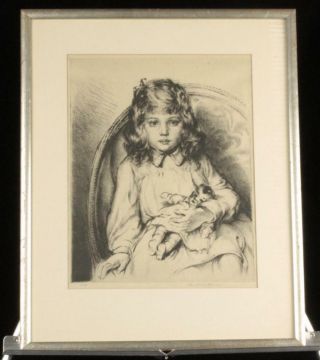 Vintage Arthur Heintzelman Girl W/doll Signed & Numbered Framed Etching