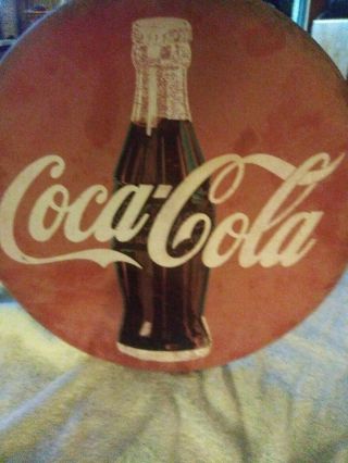 Vintage Porcelain Coca Cola 36 " Button Sign / Coke / Soda 50’s