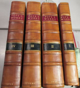 First Collected Of Alexander Pope/1717/rare 1st Ed/4 Vols/fine Leather Bnd