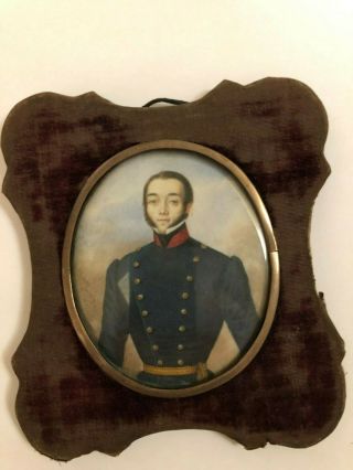 Antique Portrait Miniature Of A Military Man In Uniform