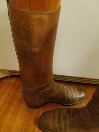 Antique Mens Riding Boots With Boot tree forms brass and wood 5