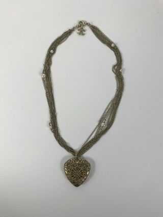 Rare Vtg Chanel Cage Heart Pearl Necklace