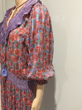 Diane Freis Vintage Floral Rose 80s Boho Gypsy Festival Dress / Size 3