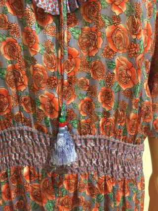 Diane Freis Vintage Floral Rose 80s Boho Gypsy Festival Dress / Size 5