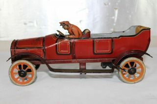 Antique Germany Gbn Bing Torpedo Open Tourer Car Wind Up Tin Lithograph Toy