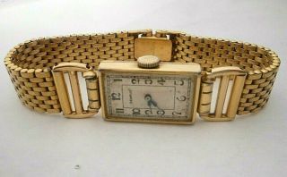 Rare Type Antique/vintage Art Deco Mens Swiss Wristwatch Gold Bracelet Runs