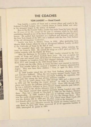 1960 Dallas Cowboys Press Radio TV Media Guide NFL Vintage Football Tom Landry 8