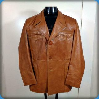 Vtg 70s Grais Angelskin Usa Cabretta Leather Blazer Jacket Coat Mens M 40 Brown