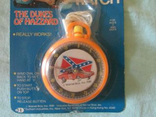 Dukes of Hazzard Stop Watch Plastic Wind Dial RARE - NOS Warner Bros.  1981 TM 2