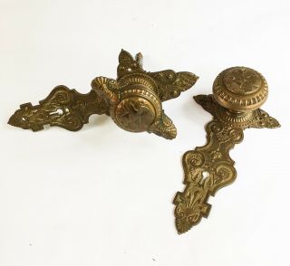 Unusual Antique 1868 EAGLE and SHIELD Bronze Door Knobs,  Illinois State Capitol 6