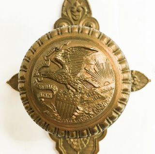 Unusual Antique 1868 EAGLE and SHIELD Bronze Door Knobs,  Illinois State Capitol 8