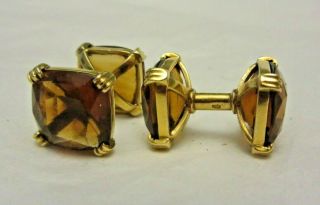 Vintage French 18k Yellow Gold Cufflinks W/ 4 Quartz Topaz Stone Eagle Head Mark