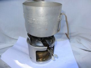 Vintage Primus no 71 petrol hiking / camping stove with wind shield & cook pots 6