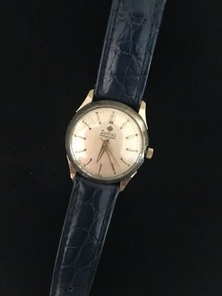 Rare 1950’s Vintage 34mm Zodiac Rotographic Automatic Wristwatch 10k Gold Bezel
