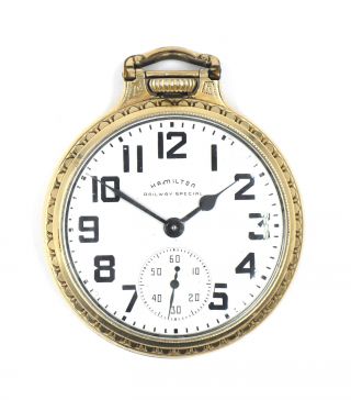 Antique Hamilton 992b Railway Special Pocket Watch 21 Jewels Gold Fill C1951