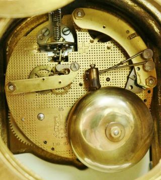 Vintage Franz Hermle Mantel Clock Set 8 Day Striking Bronze & Cream Porcelain 10