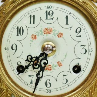 Vintage Franz Hermle Mantel Clock Set 8 Day Striking Bronze & Cream Porcelain 7