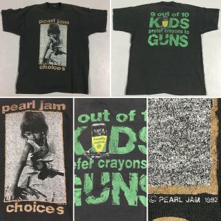 Vintage Pearl Jam Choices 9 Out Of 10 Kids Prefer Crayons To Guns C 1992 Xl 90s