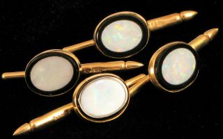 Vtg Designer Signed Dolan Bullock Db 14k Yellow Gold Opal Mens Cuff Links Set