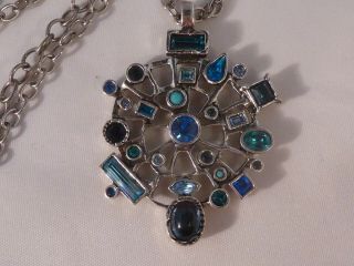 Vintage Patricia Locke Signed Silver True Blue Necklace Perfect 2006