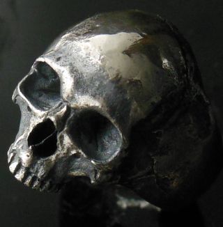 Into The Fire Jewelry - Small Half Jaw Skull Ring Silver Mens Ring Skull.  925
