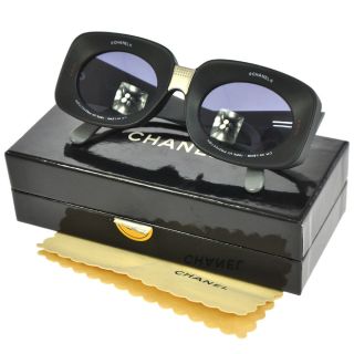 Rare Auth Chanel Cc Logos Sunglasses Eye Wear Black Gray Plastic Italy Ba01700f