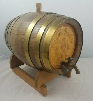 Vintage Ron Del Barrilito Rum Wood Barrel Puerto Rice Brass Spout Made In Italy