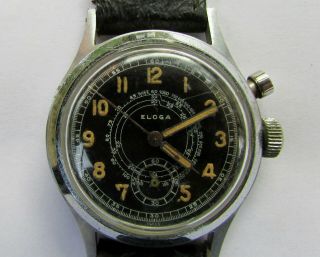 Vintage Rare Eloga Watch Monopusher Telemeter Wwii Reset Run.