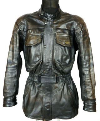 Richa Vintage Leather Biker Jacket L / Xl Heavy Touring Motorcycle Rare