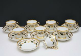 19th c Antique French Empire Old Paris Porcelain Tea Set Teapots Cups & Saucers 2