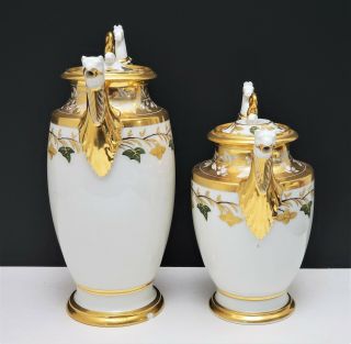 19th c Antique French Empire Old Paris Porcelain Tea Set Teapots Cups & Saucers 6