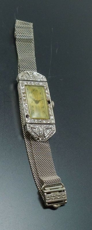 Vintage Diamond Platinum Juvenia Swiss Ladies Watch 18k White Gold to Restore 7