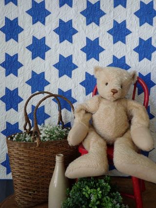Gorgeous Vintage 20 - 40s Blue & White Star Large Crib Or Childs Quilt 63x42 "