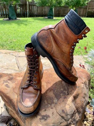 Red Wing Men ' s SuperSole Leather work hunting Moc Toe Vintage Boots Size 10.  5 d 7