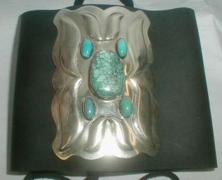 Navajo Vintag Unworn $500 " Ketoh " Bow Guard Leather Spiderweb Turquoise Bracelet