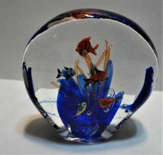 Vintage Murano Glass Aquarium Large Paperweight/ Sculpture Over 9 Pounds