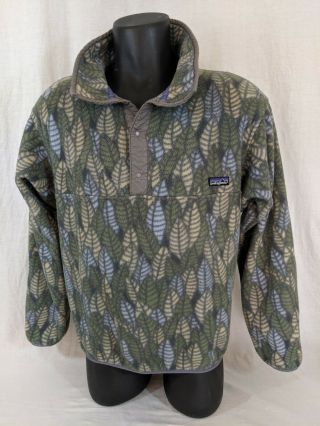 Vintage PATAGONIA Synchilla Fleece Snap - T Leaves Pullover Jacket Medium USA RARE 3