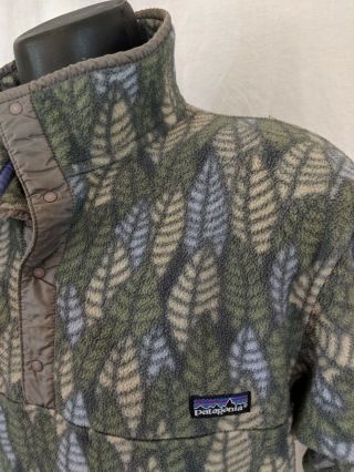 Vintage PATAGONIA Synchilla Fleece Snap - T Leaves Pullover Jacket Medium USA RARE 4