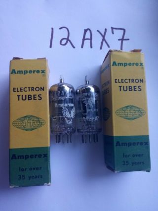 2 Vintage Amperex Bugle Boy 12ax7 Ecc83 Vacuum Tube Made In Holland