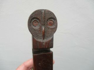 An Unusual Antique Carved Oak Owl Design Nutcracker c1920? 2