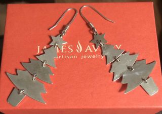 James Avery Rare & Retired Htf Dangle Christmas Tree Earrings Sterling Silver